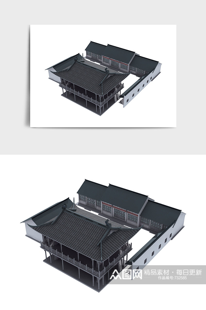 中国风中式建筑楼房茶室3DMAX模型素材