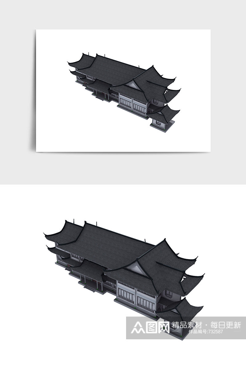 中国风中式建筑楼房茶室3DMAX模型素材