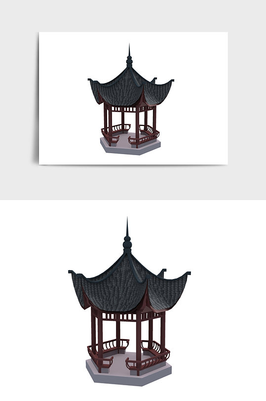 中国风中式建筑楼房亭子3DMAX模型-众图网