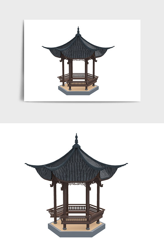 中国风中式建筑楼房亭子3DMAX模型-众图网