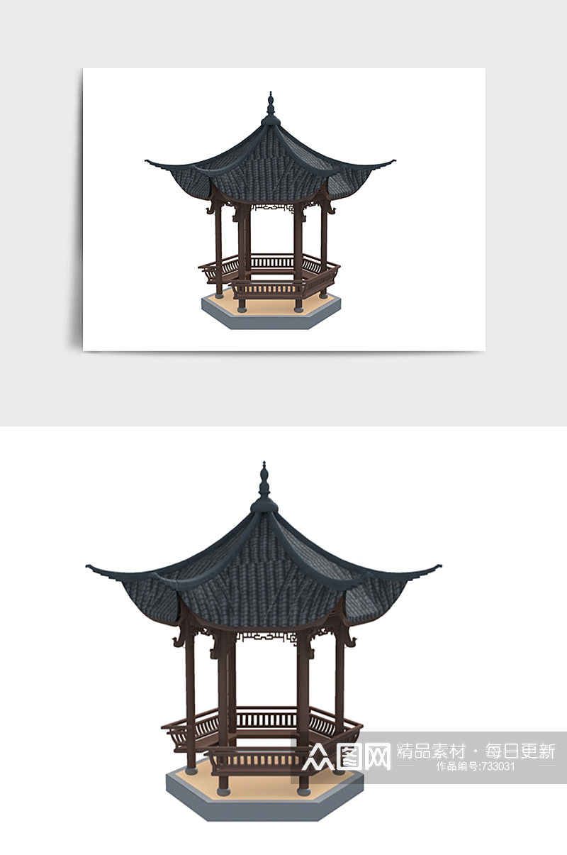 中国风中式建筑楼房亭子3DMAX模型素材