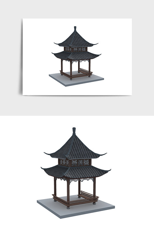 中国风中式建筑楼房亭子3DMAX模型
