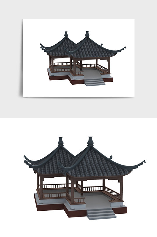 中国风中式建筑楼房亭子3DMAX模型-众图网