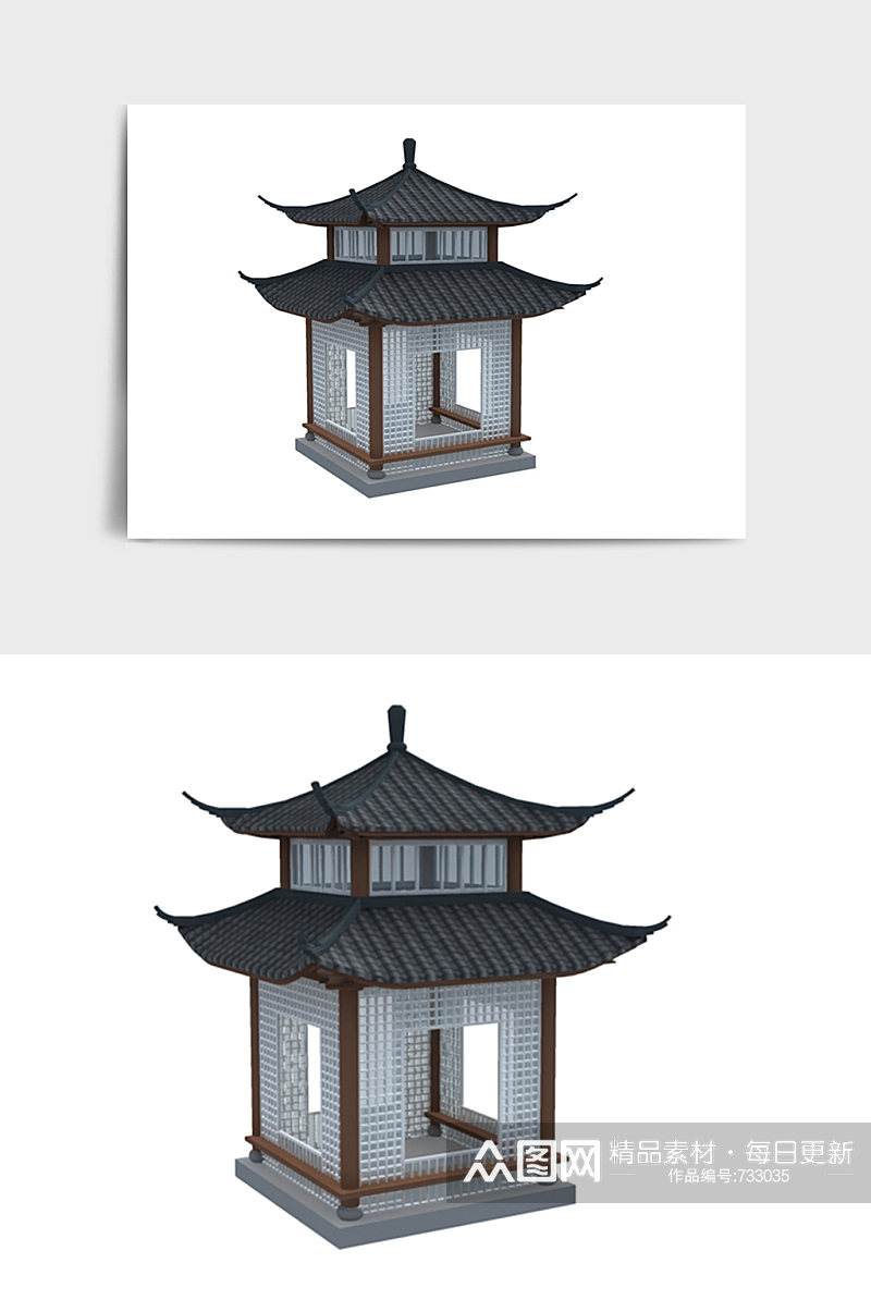 中国风中式建筑楼房亭子3DMAX模型素材