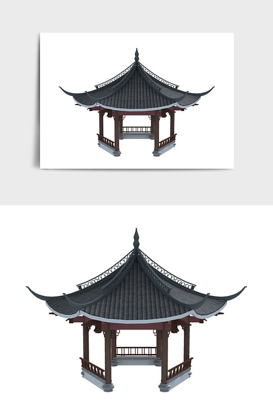中国风中式建筑楼房亭子3DMAX模型-众图网