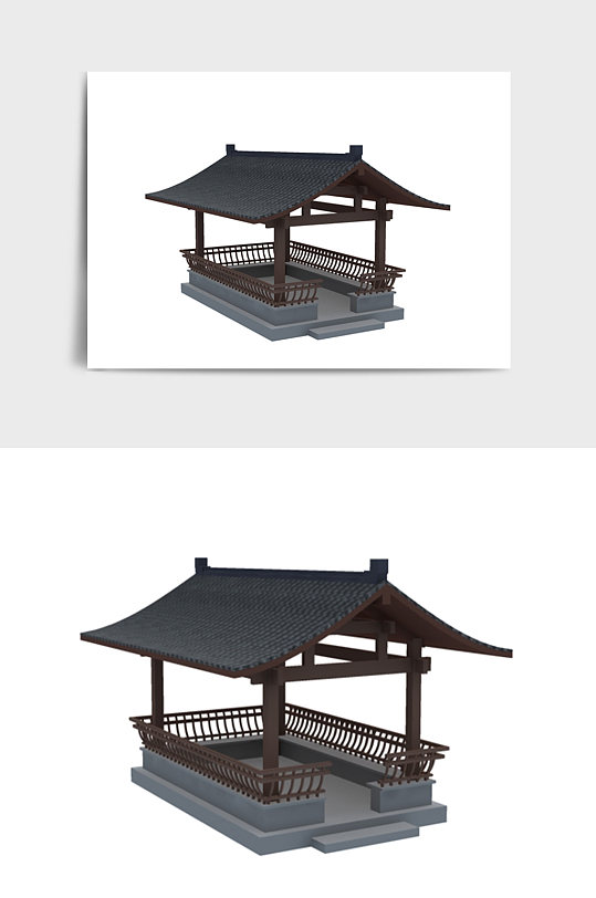 中国风中式建筑楼房亭子3DMAX模型-众图网