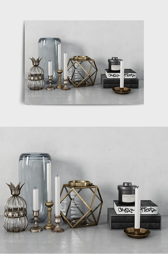 简约装修蜡烛装饰摆件C4D模型-众图网