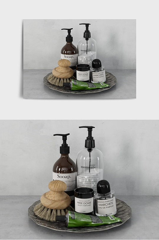 化妆品瓶子摆件C4D模型-众图网