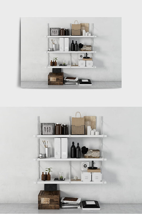 简约架子装修装饰摆件C4D模型-众图网