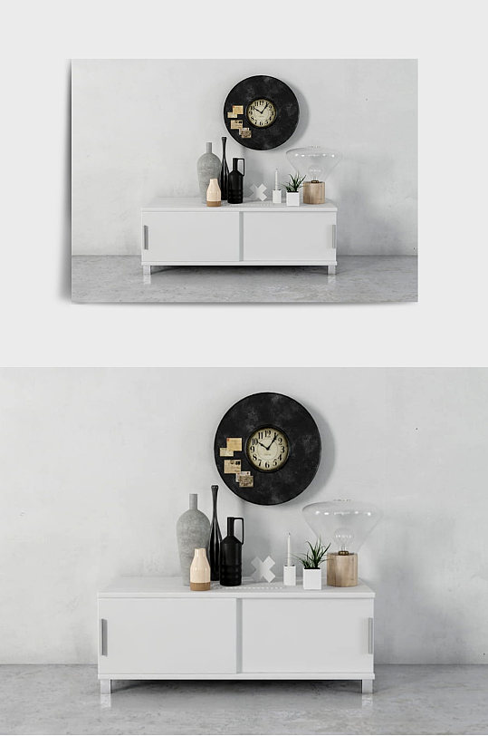 简约柜子装修装饰摆件C4D模型-众图网