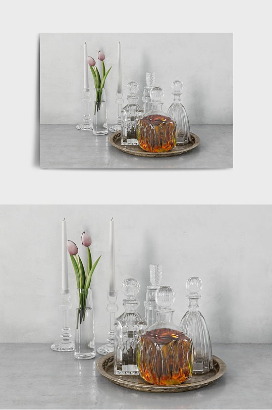 玻璃器皿装修装饰摆件C4D模型-众图网