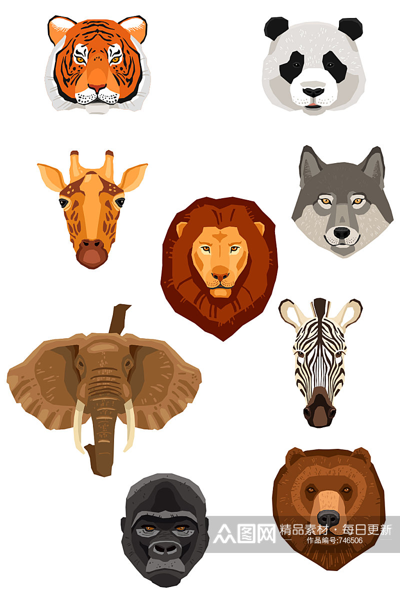 野生动物和宠物插画矢量素材头像素材