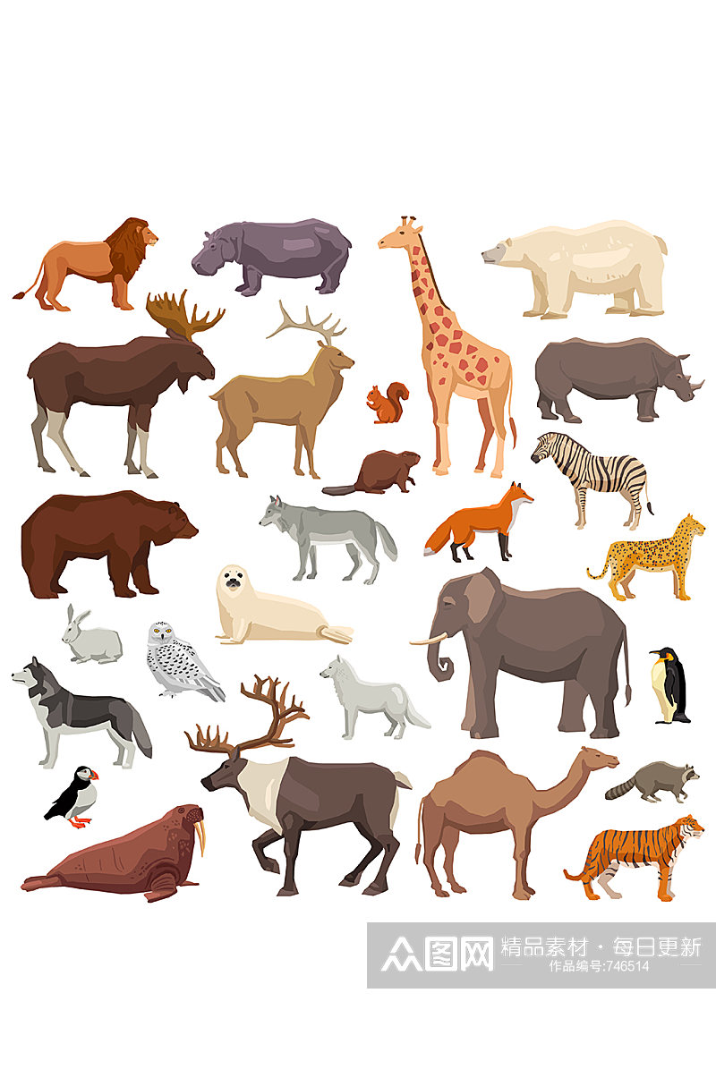 野生动物和宠物插画矢量素材合集素材