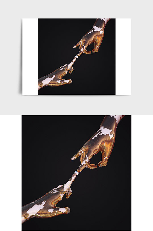 未来世界双手触碰C4D模型（含灯光贴图）-众图网