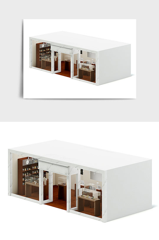 商场化妆品专场店展台展位设备C4D模型-众图网