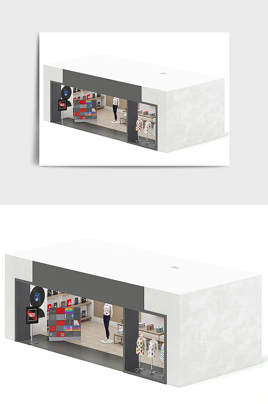 商场服装专场店展台展位设备C4D模型-众图网