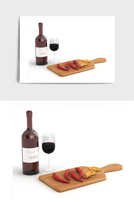 红酒室内装饰摆件3DMAX模型-众图网