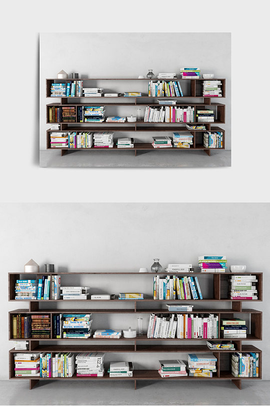 装修装饰书架书柜书本3DMAX模型-众图网