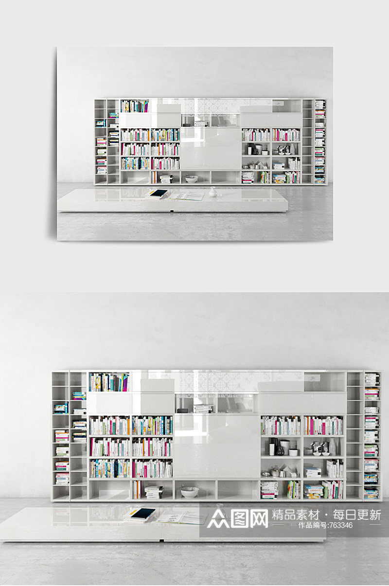 装修装饰书架书柜书本3DMAX模型素材
