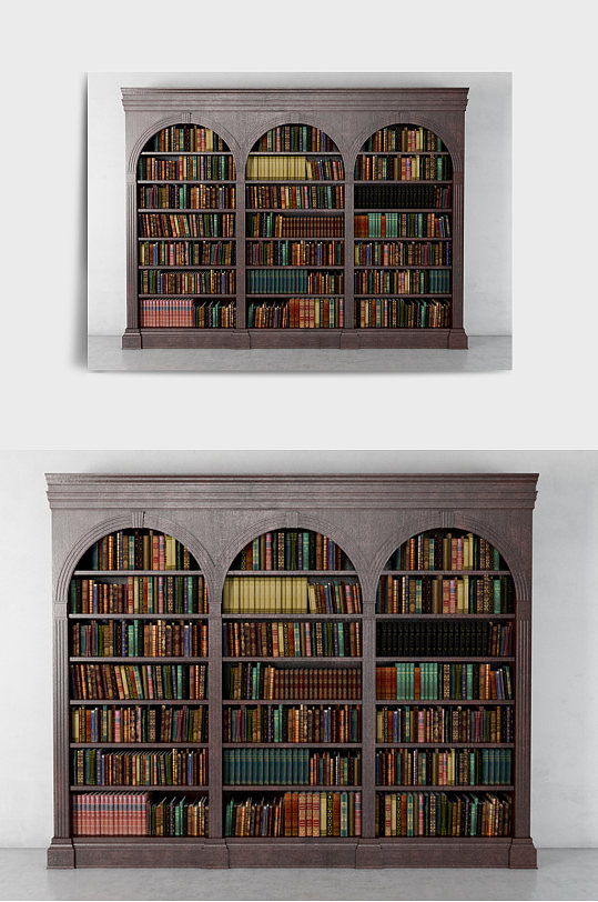 装修装饰书架书柜书本3DMAX模型-众图网