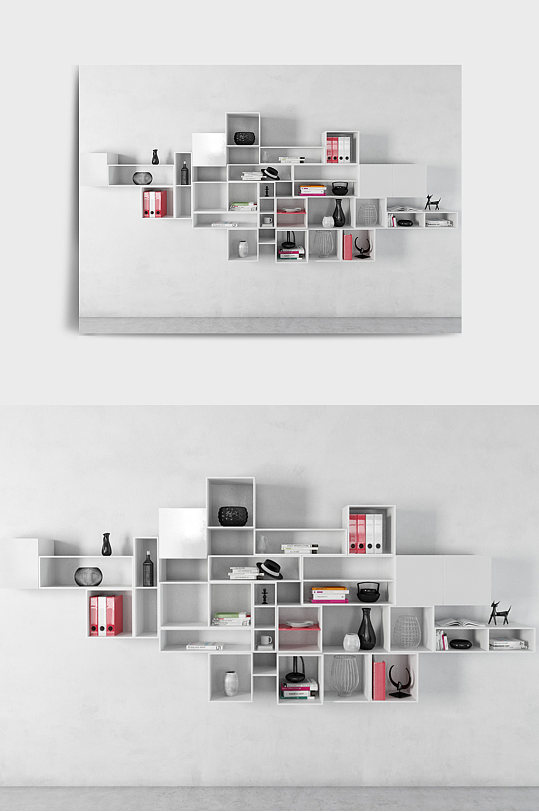 装修装饰书架书柜书本3DMAX模型-众图网