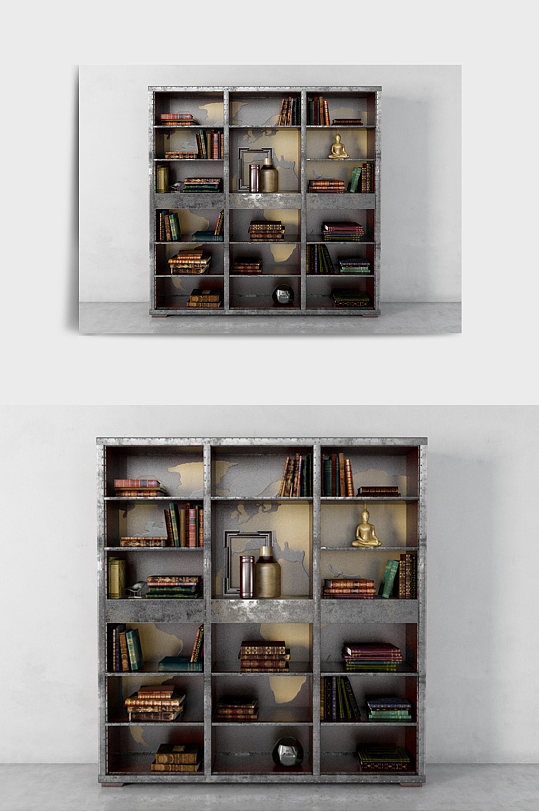 装修装饰书架书柜书本3DMAX模型-众图网