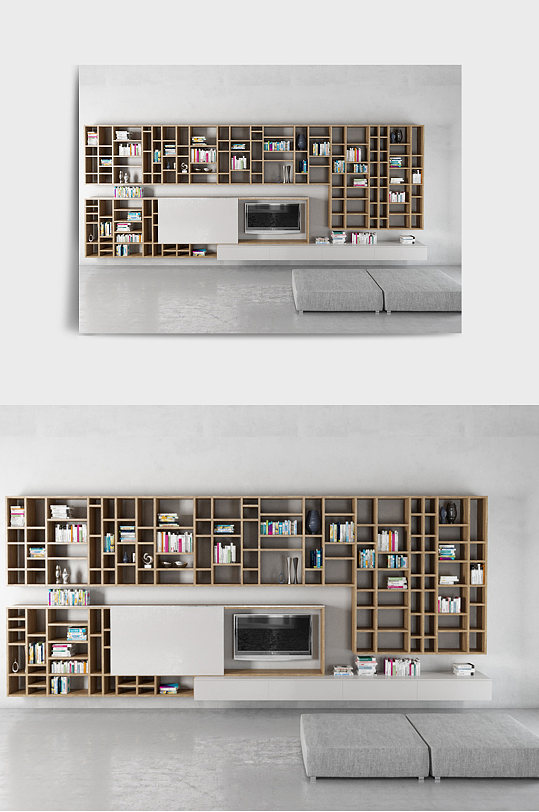 装修装饰书架书柜书本3DMAX模型-众图网