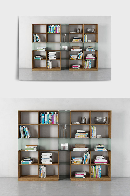 装修装饰书架书柜书本3DMAX模型-众图网