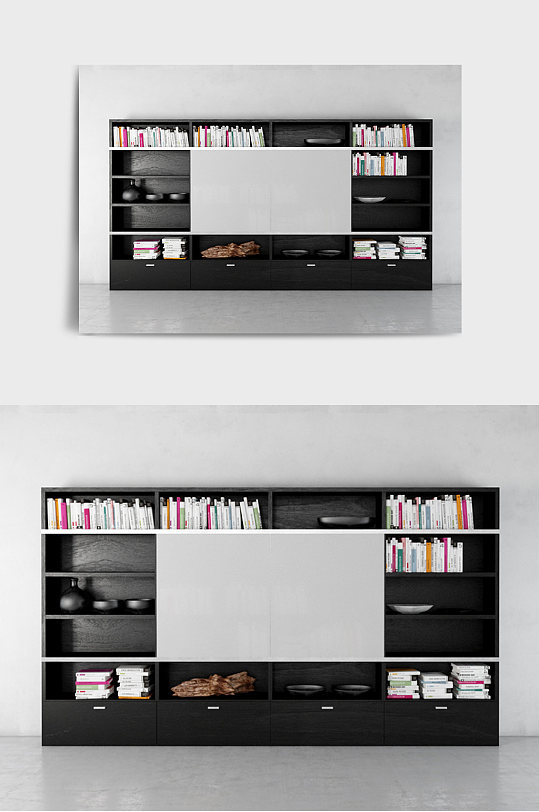 装修装饰书架书柜书本3DMAX模型-众图网