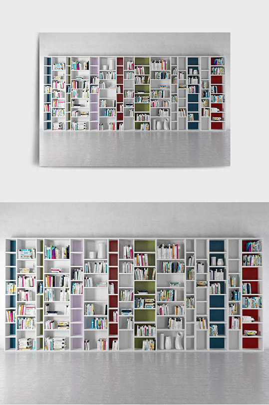 装修装饰书架书柜书本3DMAX模型-众图网