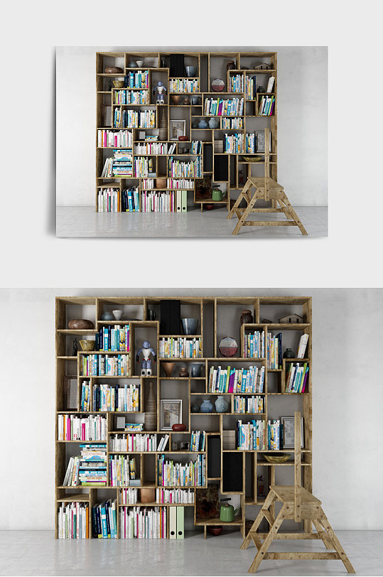 装修装饰书架书柜书本3DMAX模型-众图网