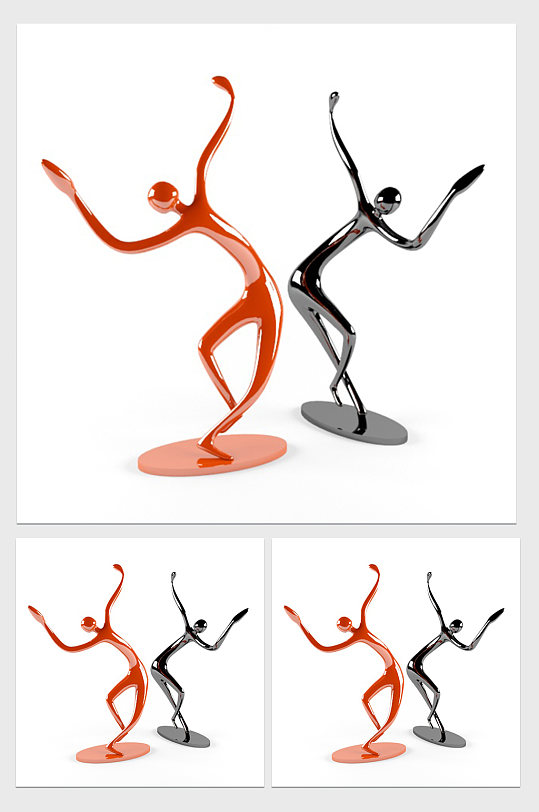 室内装饰跳舞的人摆件3DMAX模型-众图网