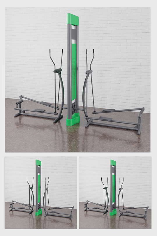 户外健身器材C4D模型-众图网