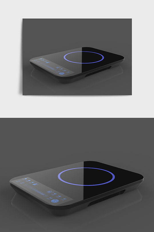 黑色科技简约家居家电电磁炉C4D-众图网