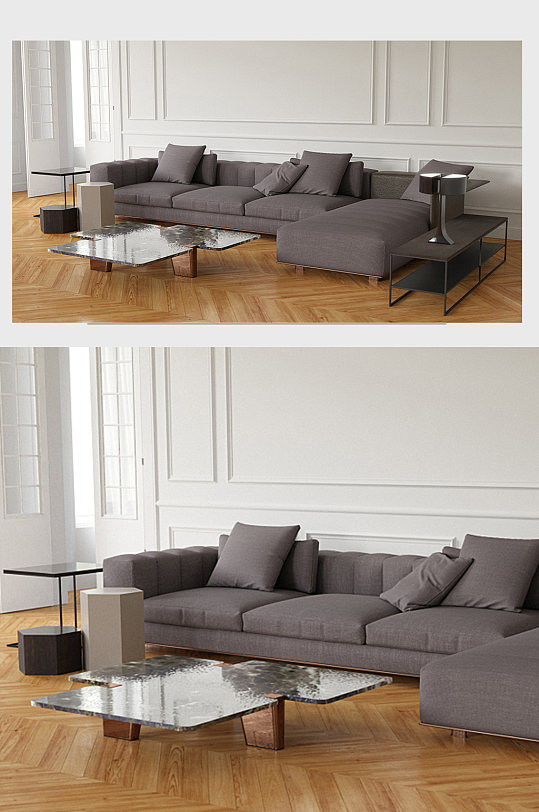 室内家居沙发茶几3D模型-众图网