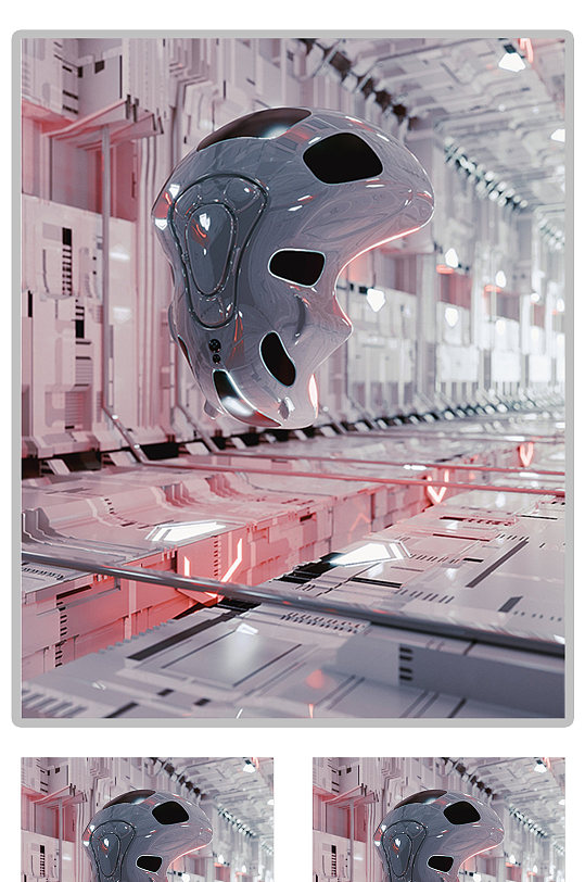 隧道科幻世界机器C4D模型（含灯光贴图）