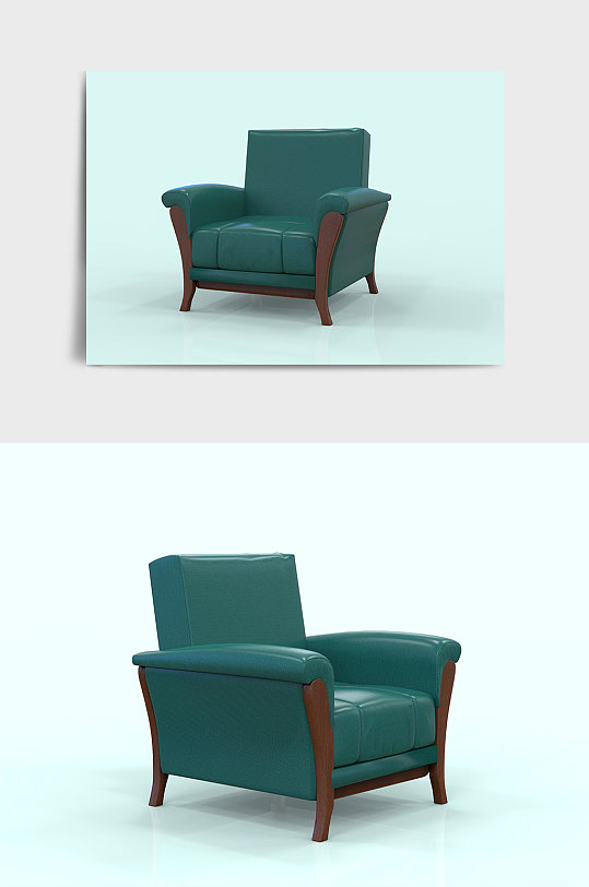绿色复古单人沙发C4D模型-众图网