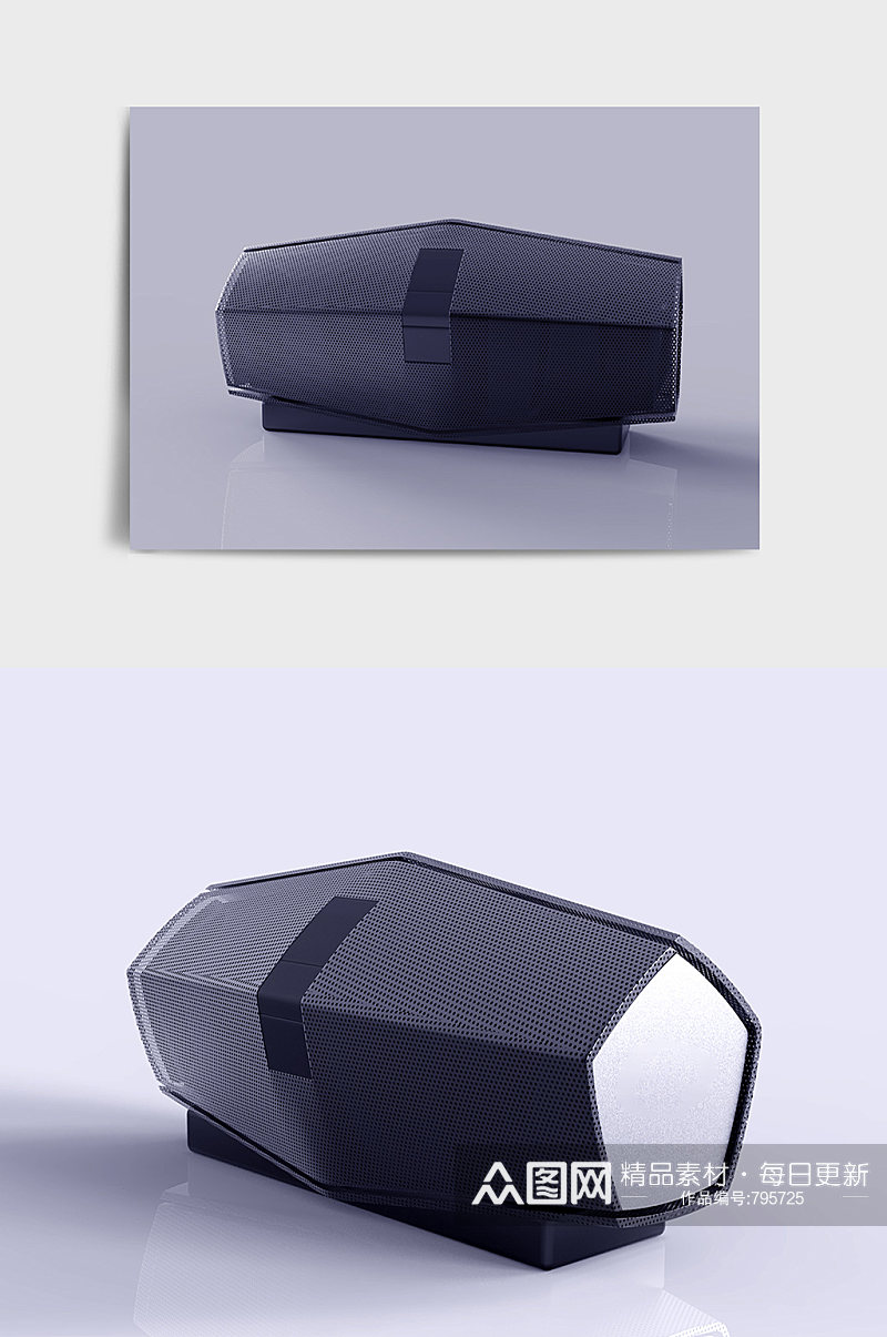 黑色五边形音箱C4D模型素材