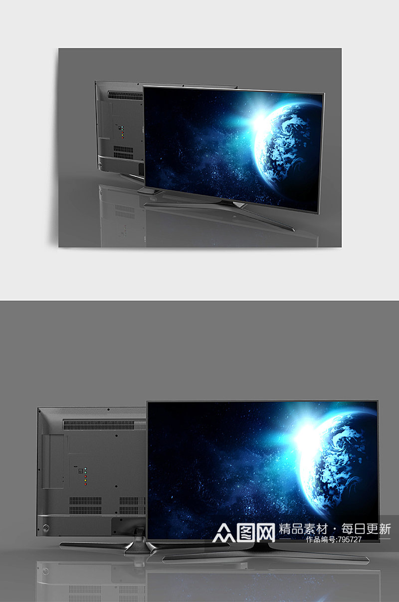 黑色现代简约电视显示屏C4D模型素材