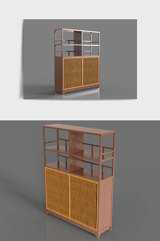 室内家居中式柜子3D模型-众图网