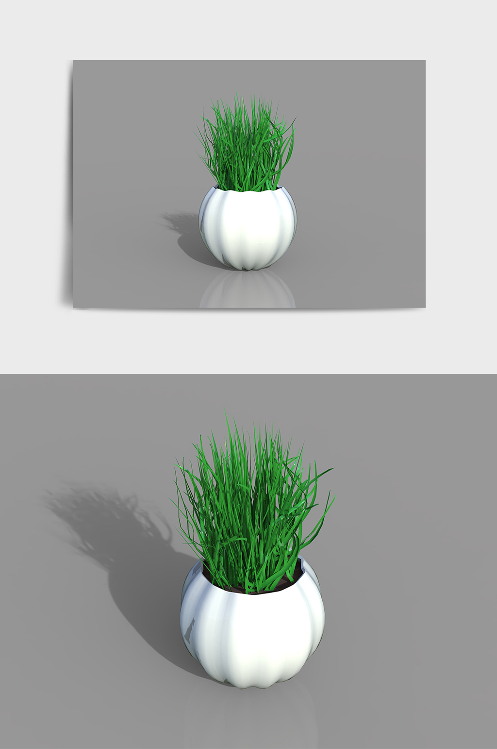 绿植盆栽小草C4D模型素材