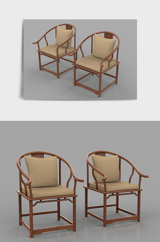 中式室内家居沙发茶几3D模型-众图网