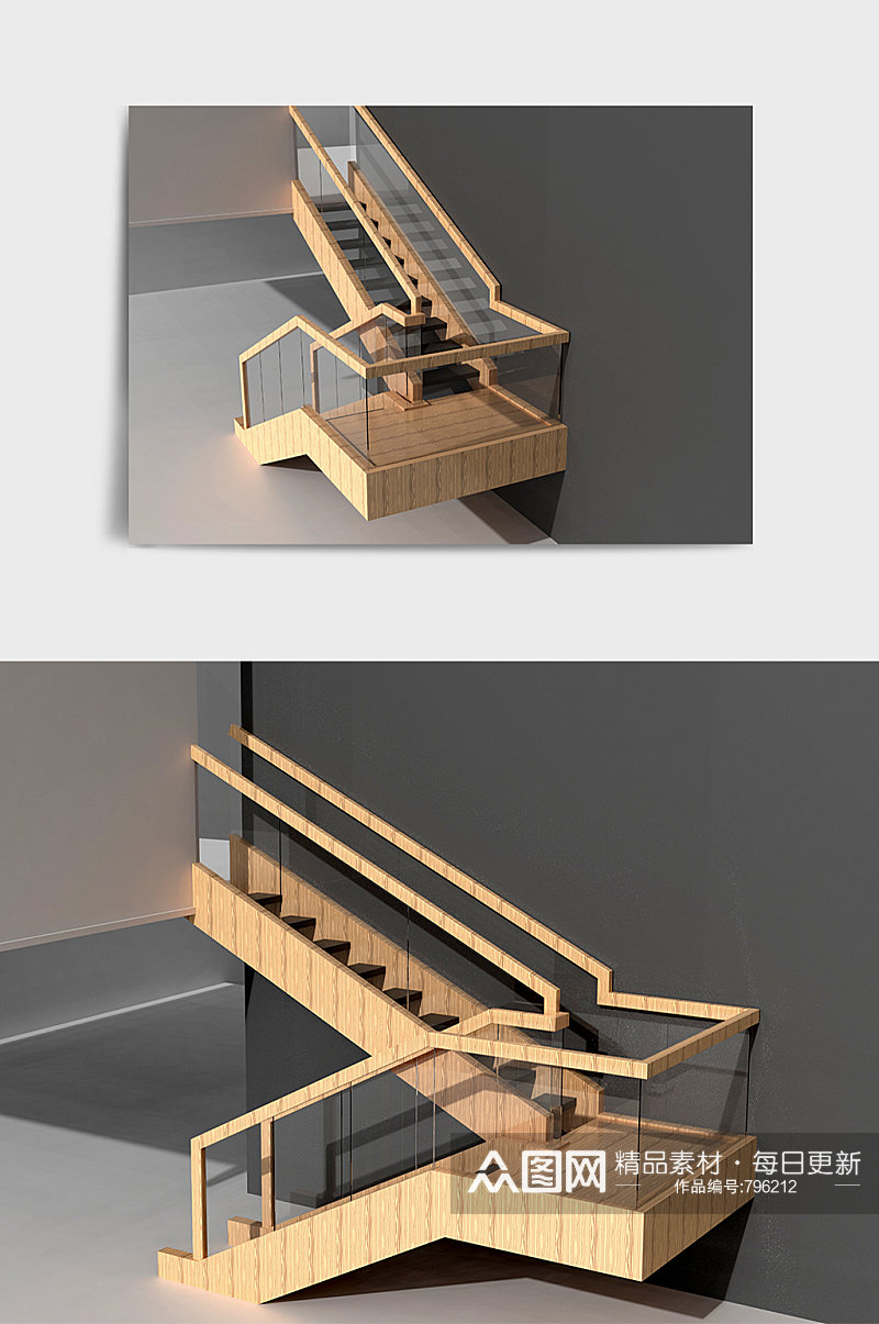 室内楼梯扶梯3D模型素材