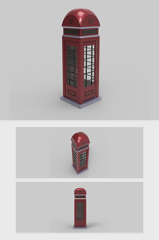 户外电话亭3D模型-众图网