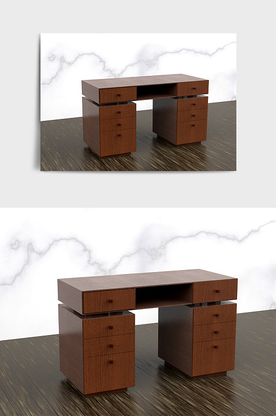 家居装饰书桌C4D模型-众图网