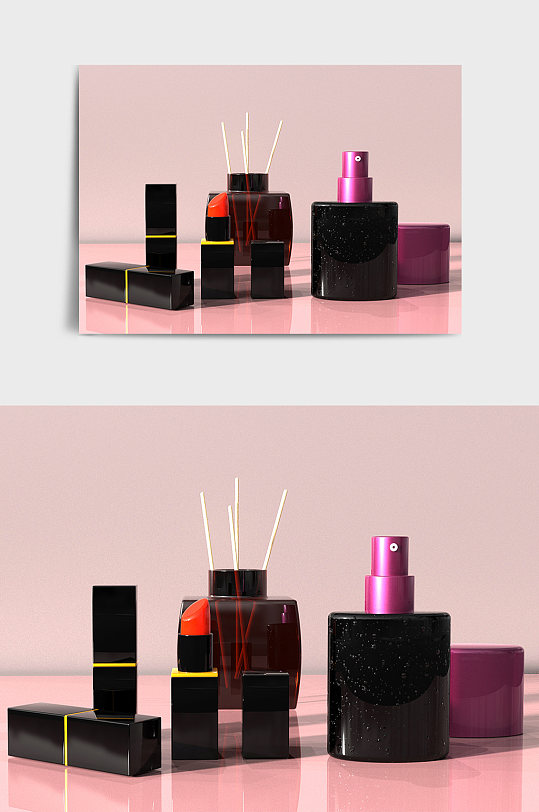 紫色化妆品瓶子C4D模型-众图网