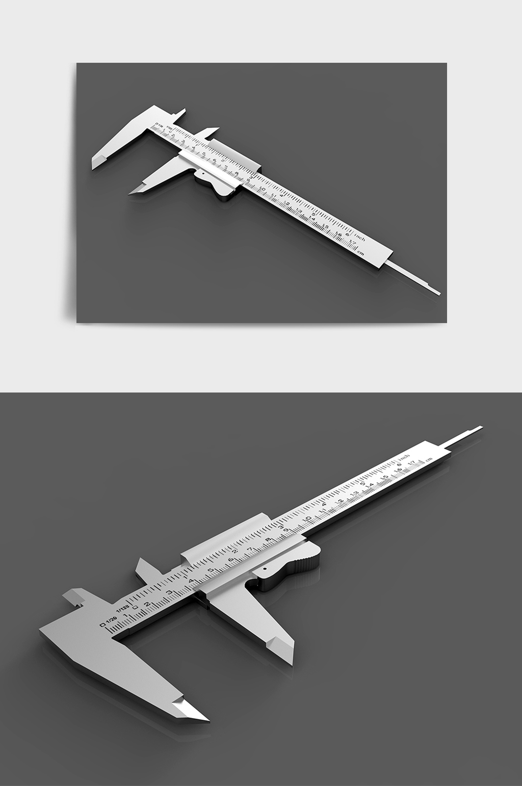 游标卡尺尺子工具C4D模型素材