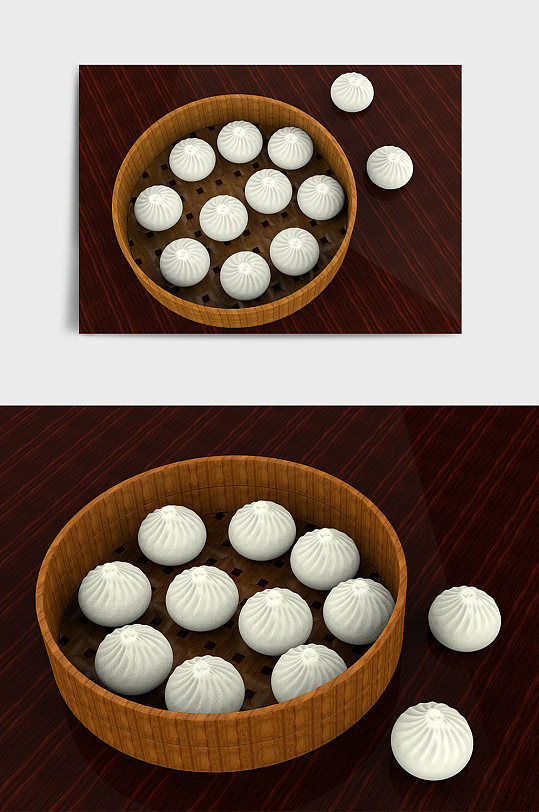 小笼包美食C4D模型-众图网