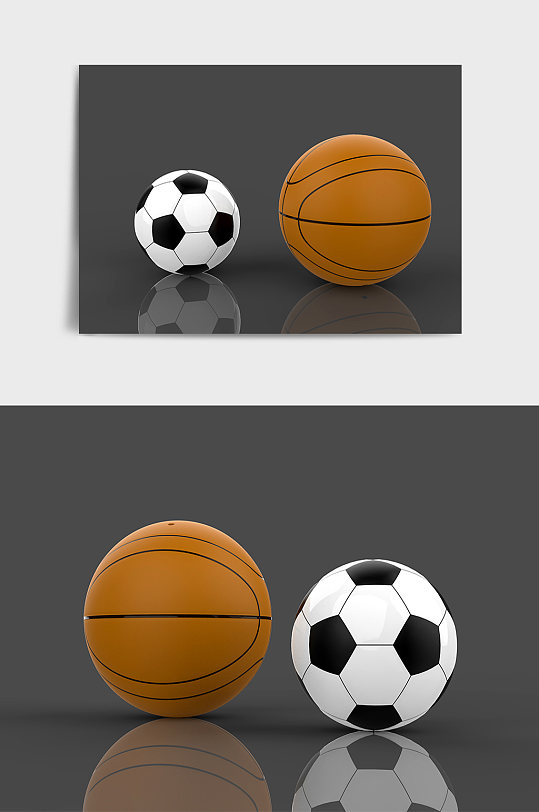 球篮球足球运动器材C4D模型
