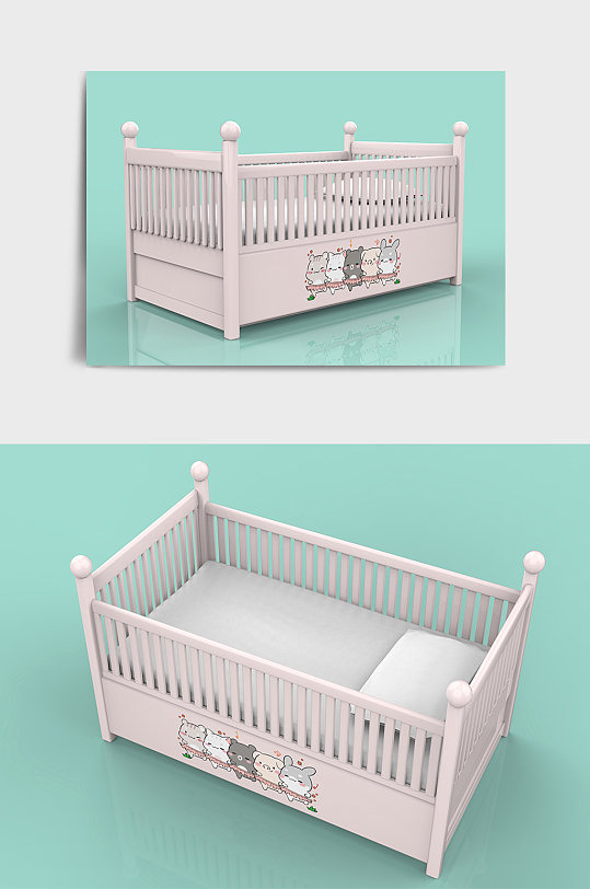 婴儿床家居装饰C4D模型-众图网